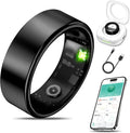 Smart Health Ring for Women Men Fitness Tracker with Heart Rate, Blood Oxygen, Blood Pressure, Sleep Monitoring, Step Counting, IP68 Waterproof for iPhone and Android, No APP Fee, Black 9