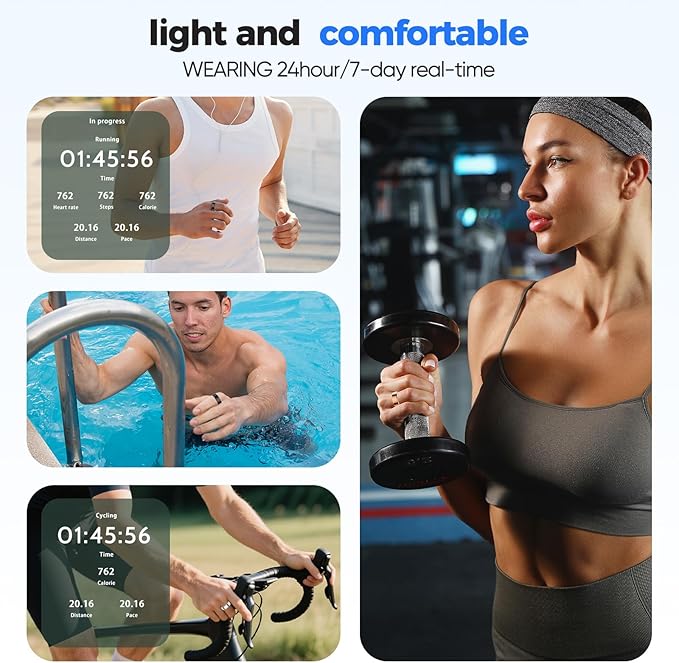Smart Ring with Sleep Apnea Monitoring, No APP Subscription, 10-Day Battery Life, Stress/Heart Rate/Women's Health Tracker, Android & iOS Compatible (Rose Gold, 7)