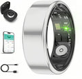 Smart Ring for Men Women with Black Charging Box, Bluetooth, Health Ring , IP68 Waterproof, Fitness Ring Tracks Heart Rate/Sleep/Steps/Sports Activities/Blood Oxygen,non-subscription app (Silver, 8)