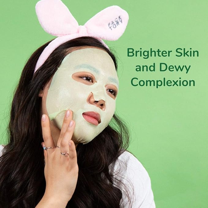 FACETORY K Beauty Face Mask Skin Care - ARTEMISIA REFRESHING RELIEF Sheet Mask with Artemesia Plant Extract | Soothes Redness & Breakouts (5 Pack)