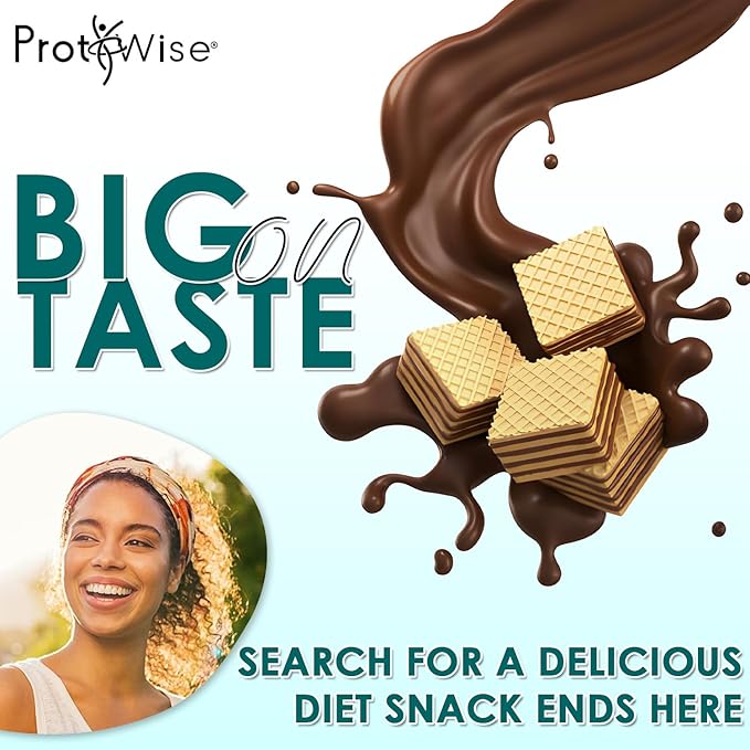 ProtiWise High Protein Wafers | Raspberry | 15g Protein Per Serving, Low Carb, Low Sugar, High Fiber Snack | Gluten-Free, Keto-Friendly Diet for Hunger Control & Weight Loss | 5/Box