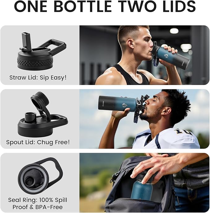 40oz Insulated Water Bottle, Triple Wall Vacuum Stainless Steel Water Bottles - Keeps Cold 48H, Reusable Metal water flask Jug for Gym, Sports, Camping, Hiking,Travel, Midnight Blue Speckle