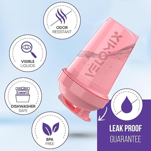 '-2 Pack- 20 oz Protein Shaker Bottles for Protein Mixes - 2x Wire Whisk | Leak Proof Shaker Cups for Protein Shakes and Pre Workout | Protein Shaker Bottle Pack | Protein Mixer Cup (Pink&Black)
