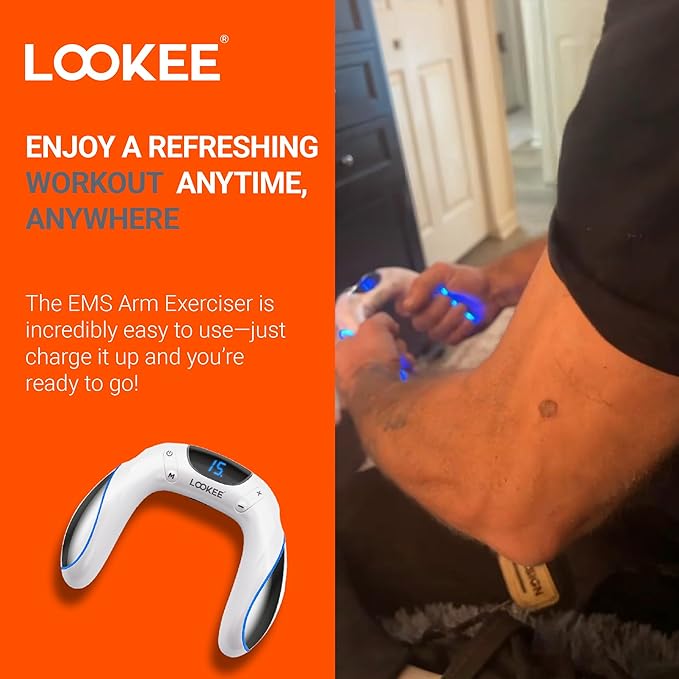LOOKEE Arm Exerciser with 15 Levels | Arm Workout Equipment | Forearm & Hand Strengthener | Hand Strengthening Device for All Ages