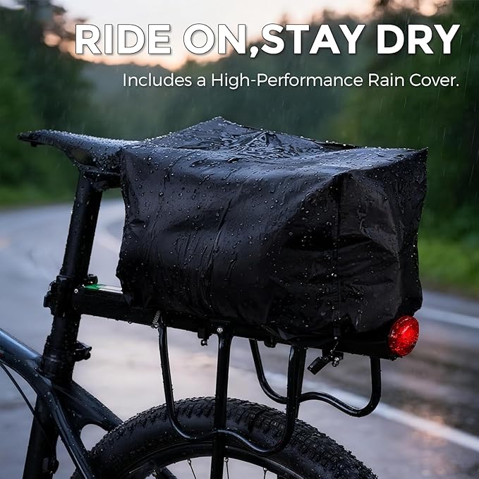 ROCKBROS Bike Rack Bag Bicycle Bag Trunk Rear Rack Bag Bike Panniers Bike Accessories Basket Storage Luggage Saddle Shoulder Bag 13L for E bike, Bicycle With Rain Cover Biking Accessories Gear