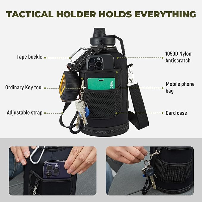 Half Gallon Insulated Water Bottle, 64 oz Triple Wall Stainless Steel Flask, Keeps Drinks Cold for 48 Hrs Leak-Proof & BPA-Free Half Gallon Jug with Paracord Handle, Straw & Spout Lids(Bubble Gum)