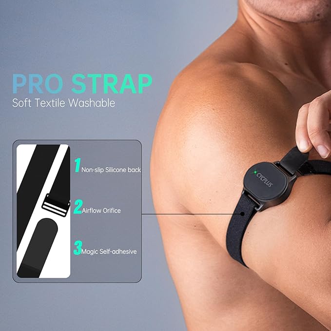 CYCPLUS Heart Rate Monitor Armband,Bluetooth 5.1 ANT+ HR Monitor with HR Zone LED Indicator, IP67 Waterproof, Use for Running Cycling Gym and Other Sports (2025 Upgraded Model)