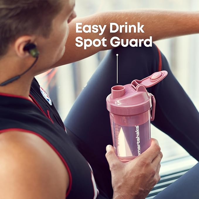 Smartshake O2GO ONE 4-Pack Protein Shaker Bottle 800 ml | 27 oz - Storage Included - Leakproof Screw-on Lid - BPA Free – Unisex - Mist Gray, Army Green, Black, Navy Blue