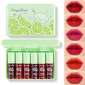 6 Colors lemon Lip Tint Stain Set, Korean Velvet Lip Stain Lip Gloss Lip Tint Stain Mini Liquid Lipstick, Long lasting Waterproof Non-Stick Cup Multi-Use Lip and Cheek Tint, High Pigment, Vivid Color