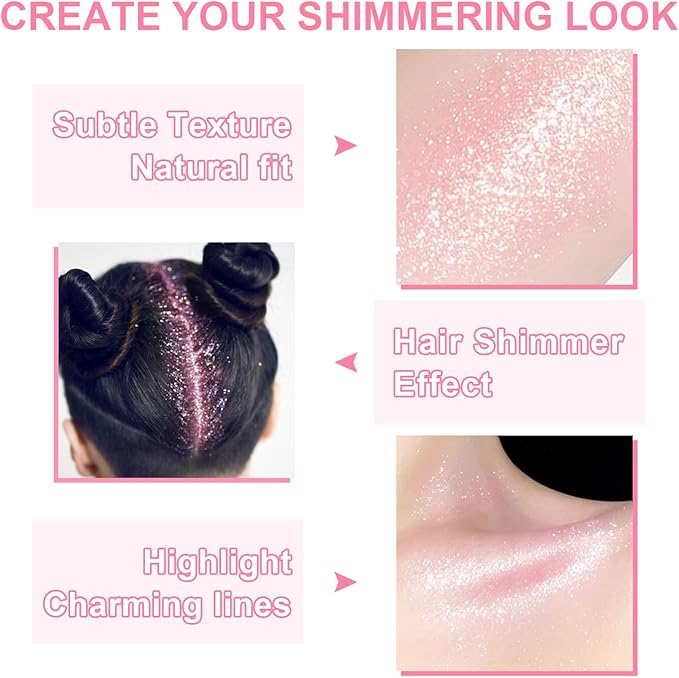 Hair and Body Glitter Spray, 1PC Pink Hair Glitter Extra Fine Face Shimmer Powder for Clothes, Festival Loose Sparkle Powder for Rave Clothes Nail Art Easter Halloween Crafts (Pink)
