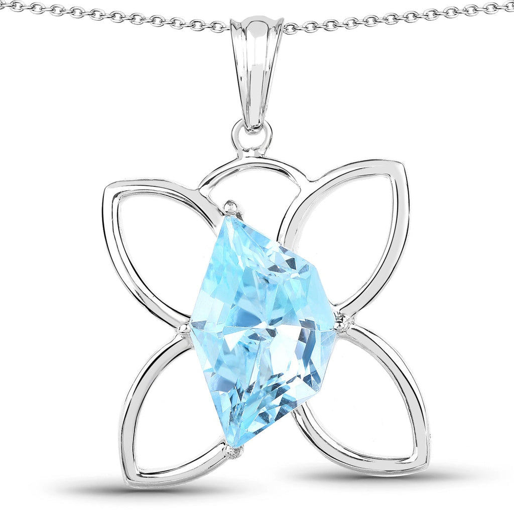 10.58 Carat Genuine Swiss Blue Topaz .925 Sterling Silver Pendant