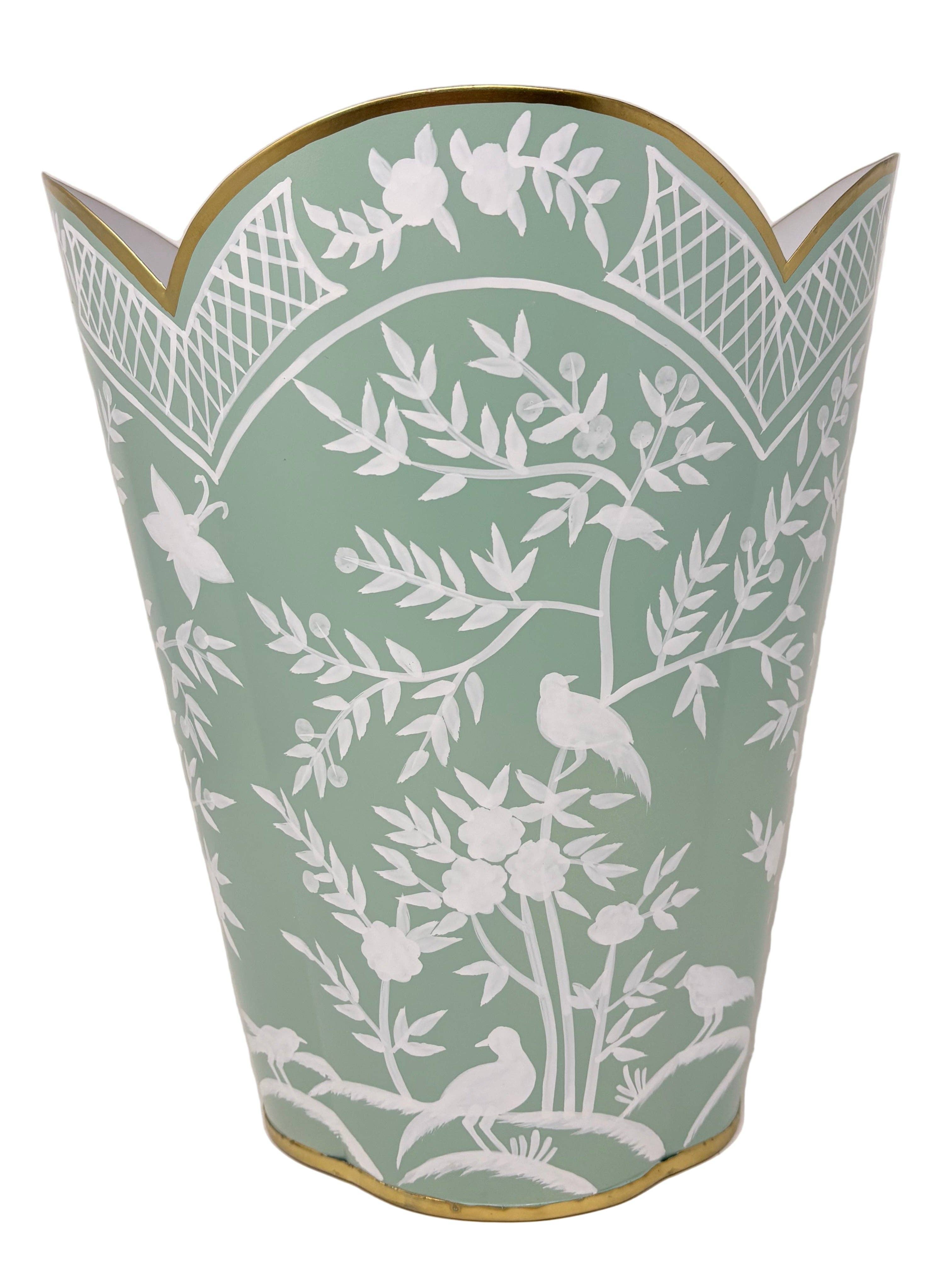 The Enchanted Home - Celadon & White Wastepaper Basket