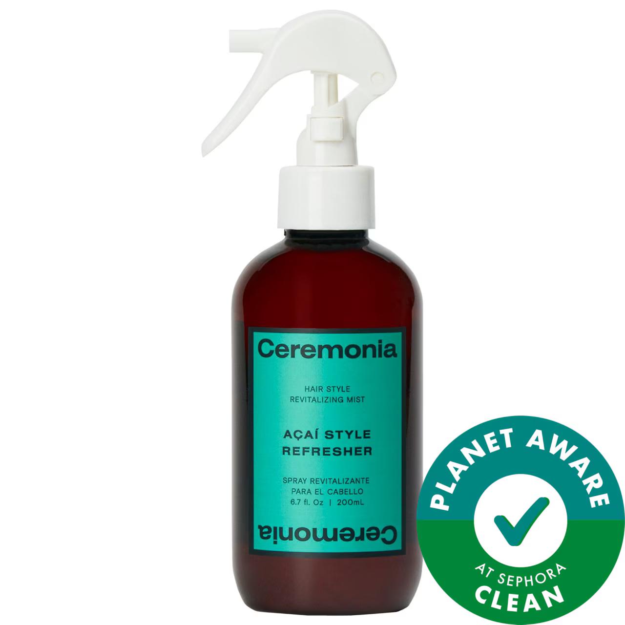 Ceremonia Açaí Curl Refresher Hair Style Revitalizing Mist - Vegan, Gluten-Free, Cruelty-Free Hair Refresher for Wavy, Curly, Coily Hair
