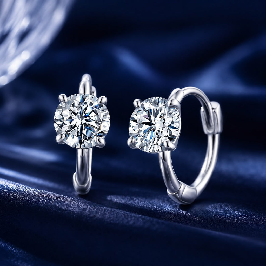 925 Sterling Silver & White Gold Plated 0.5 Carat Moissanite Earrings for Women
