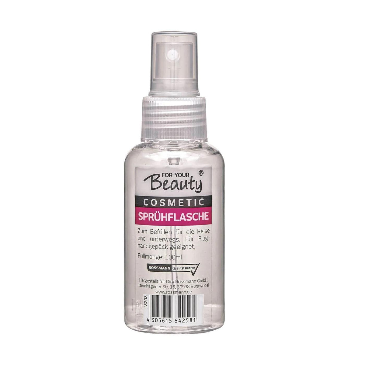 For Your Beauty Travel Spray Bottle for Liquids 100 ml