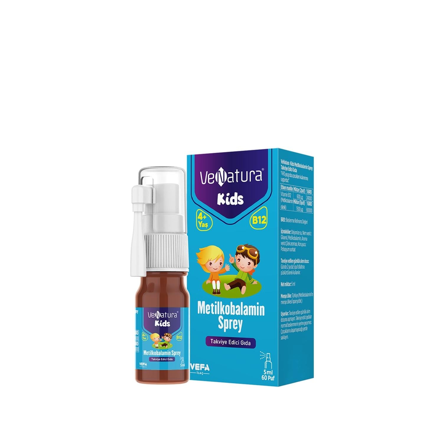 VeNatura Kids B12 Methylcobalamin Spray Supplement for Children - Vitamin B12 Support for Healthy Growth