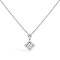 10K White Gold Princess Cut Diamond Geometric Pendant Necklace