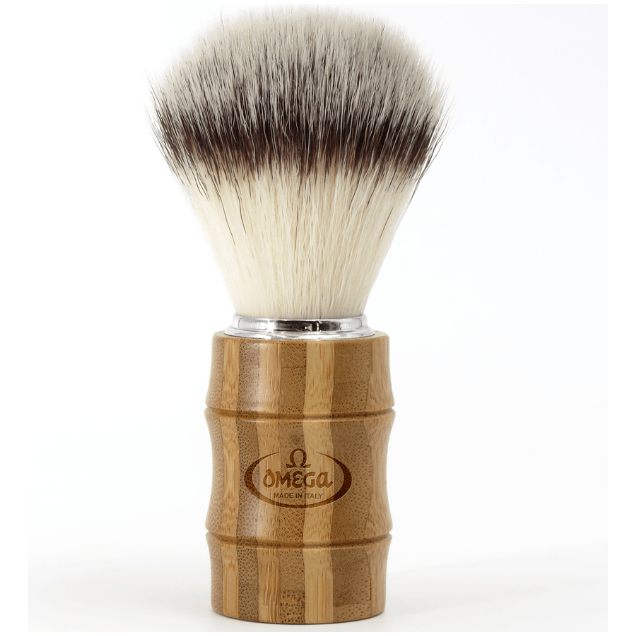 Omega Premium Hi-Brush Synthetic Fiber Shave Brush W/ Bamboo Handle #0146831