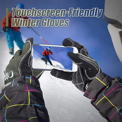 HANDLANDY Winter Insulated Work Gloves, 3M Thinsulate Thermal Water-Resistant Gloves for Men Women Touch Screen, Warm Ski Snowboard Cold Weather Gloves (Army Green, X-Large)