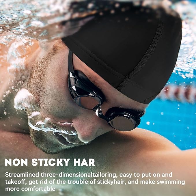 Swim Cap for Men Women Adult, High Stretch Fabric Swim Cap, Swimming Caps Non-Waterproof