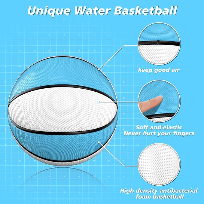 2 Pack Pool Basketball - Choose Between Size 3 and Size 6, Waterproof Ball with Anti-Slip Grip, Sturdy for Swimming Pool Basketball Hoops & Games