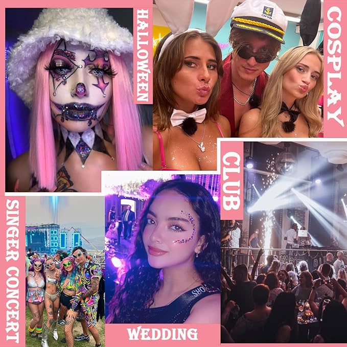 Body Glitter Face Glitter Gel: Singer Concerts Disco Festival Rave Accessories Face Glitter Makeup 150ml Chunky Sequins Mermaid Face Body Hair Glitter Gel (2 Red)