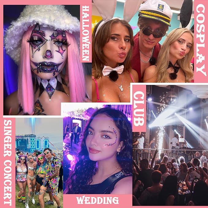 Body Glitter Face Glitter Gel: Singer Concerts Disco Festival Rave Accessories Face Glitter Makeup 150ml Chunky Sequins Mermaid Face Body Hair Glitter Gel (2 Silver)
