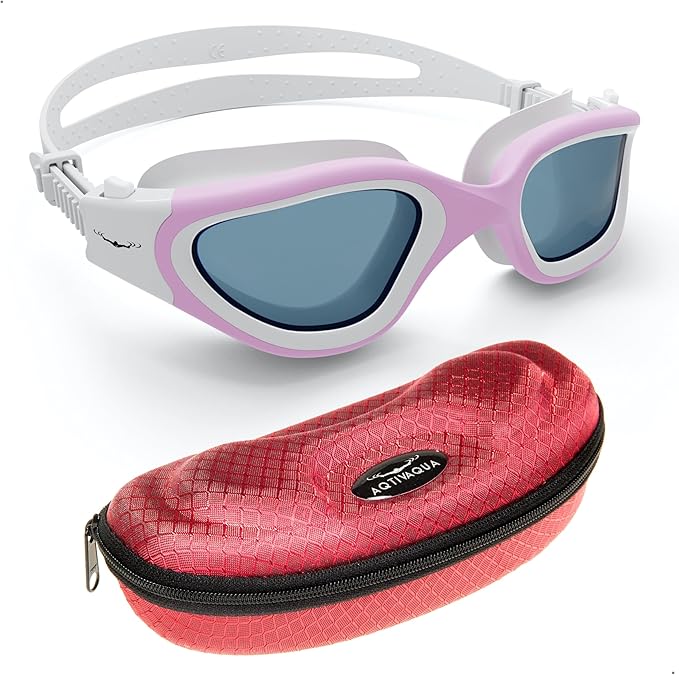 AqtivAqua Swimming Goggles, DX Wide View Swim Goggles for Adult Men Women, Anti Fog No Leaking