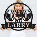 Personalized Metal Gym Sign - Custom Name Barbell Dumbbell Laser Cut Weightlifting Exercise Wall Decor