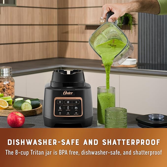Oster Extreme Mix Blender, 1500 Watt High Speed Blender with 10-Point Blade, 64 oz. with Auto Programs