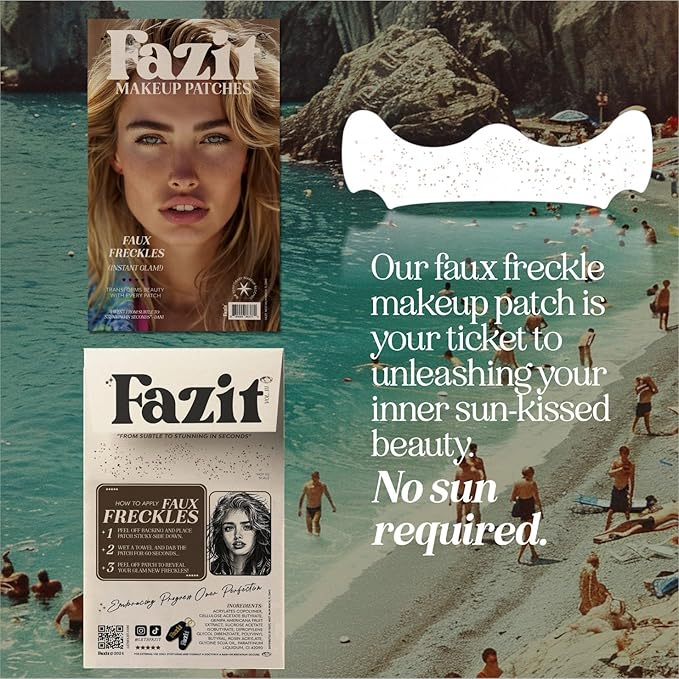 Fazit Makeup Patches - Face Makeup Patches - Beauty Face Makeup - Brown Fake Freckles - Waterproof Faux Freckles - Fazit Faux Freckle Patches - Temporary Face Freckles For Women - 6 count