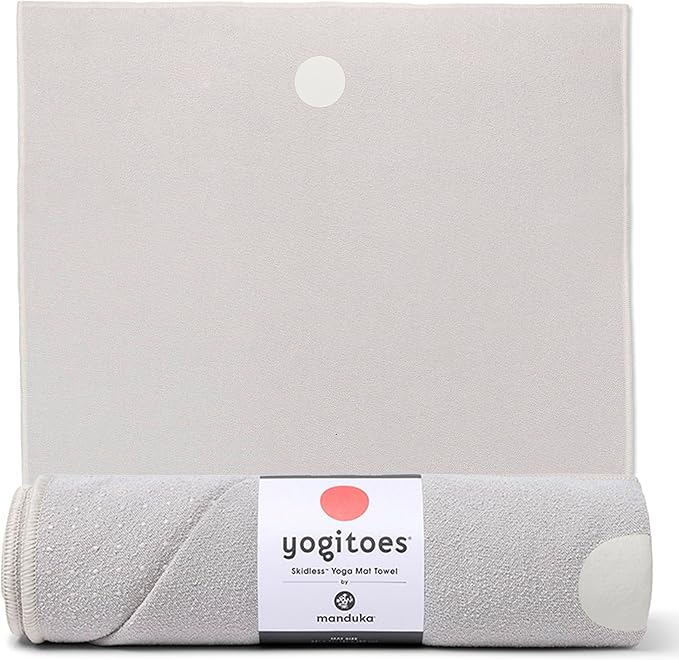 Manduka Yogitoes Yoga Towel – Rubber Grip Dots Non-Slip Bottom, Quick Dry Fitness Towel for Hot Yoga, Pilates, Exercise
