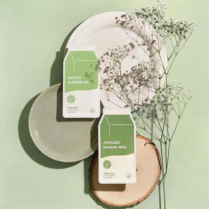 ESW Beauty Avocado Banana Milk - Hydrating Plant-Based Milk Face Mask (6-Pack) - Moisturizing with Avocado & Banana for Dry, Sensitive & Combination Skin - Deep Hydration & Suppleness