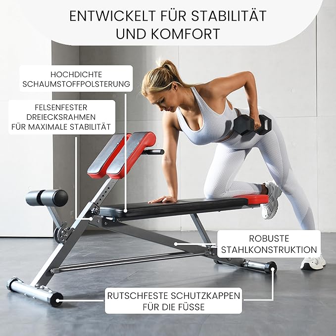 Finer Form Multi-Functional Weight Bench for Full All-in-One Body Workout – Versatile Adjustable Workout Bench for Home Gym. Fitness equipment perfect for Back HyperExtension, Bench Press, Roman Chair Exercise, Sit up. Adjusts to Decline or Flat Bench.