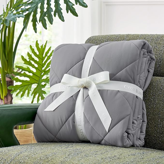 Cozy Bliss Cooling Blanket for Hot Sleepers, Q-Max 0.4 Cooling Comfort for Girls Boys, Cold Blankets for Night Sweats Sleeping, Ultra-Cool Lightweight Breathable Summer Blanket for Travel