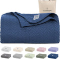Herringbone Cotton Twin Blanket for Couch, Bed,Sofa, Home Decor, Soft, Lightweight, All-Season Bed Blanket, 68 x92, Ensign Blue