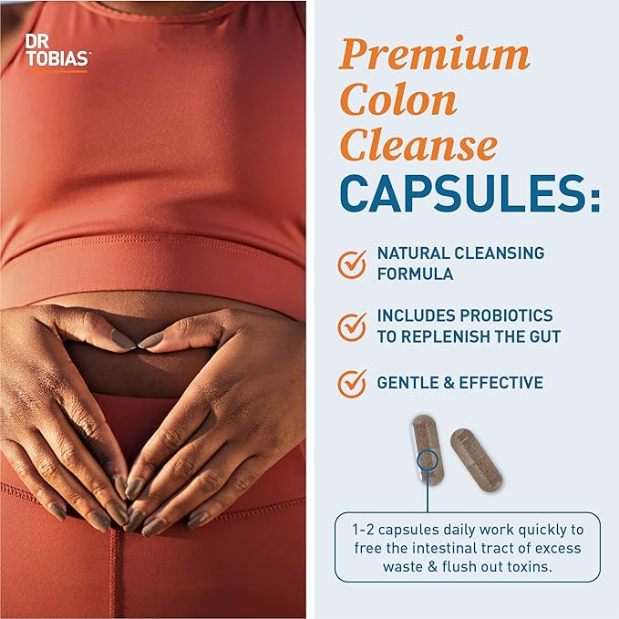 Dr. Tobias Colon 14 Day Cleanse, Advanced Gut Cleanse Detox for Women & Men with Cascara Sagrada, Psyllium Husk, Senna Leaf & Probiotics, Non-GMO Colon Cleanse, 3 Bottles of 28 Capsules (1-2 Daily)