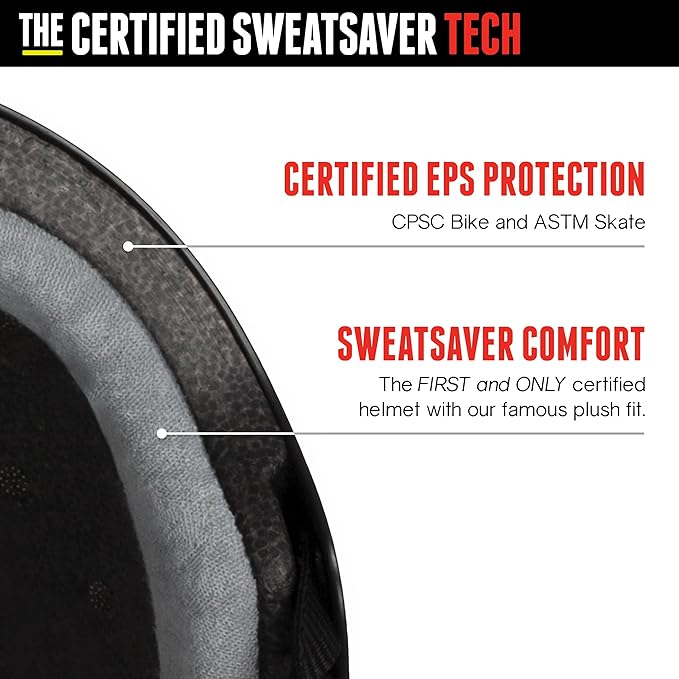 Triple Eight Certified Sweatsaver Helmet for Skateboarding, BMX, Roller Derby, Roller Skating, Inline Skating, Scooter and Bike
