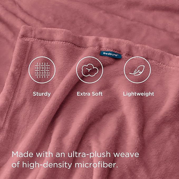 Bedsure Fleece Throw Blanket for Couch Rose Pink - Lightweight Plush Fuzzy Cozy Soft Blankets and Throws for Sofa, 50x60 inches