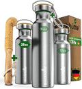 Blockhütte Vacuum Insulated Stainless Steel Water Bottle I 25 oz I Wide Mouth Metal Bottle for hot and cold drinks I BPA-Free I for Travel, School I Kids, Adults, Water Canteen, Sports, flask