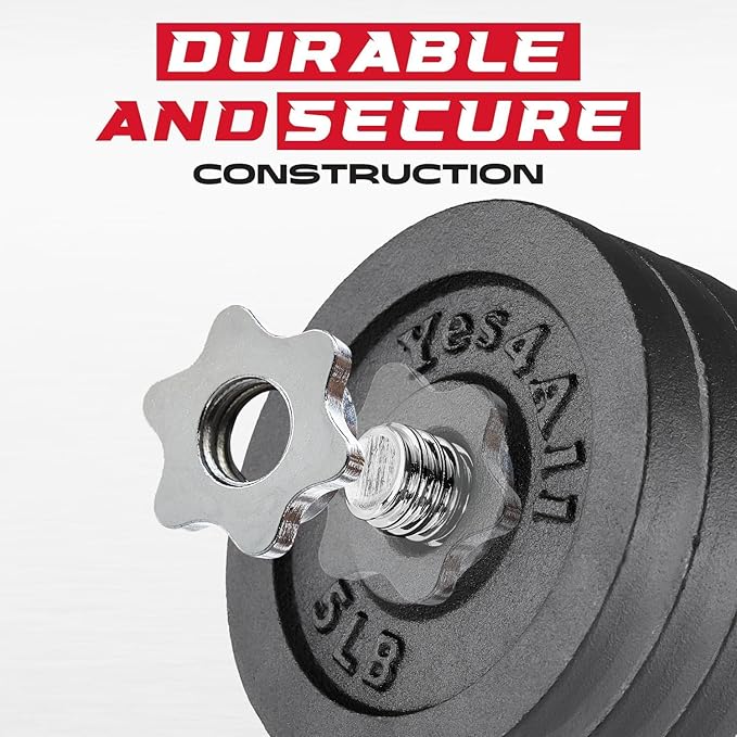 Yes4All Old School Adjustable Dumbbell Set with Weight Plates, Star Lock Collars/Connector, 40lbs to 200lbs Adjustable Weight Plates Set