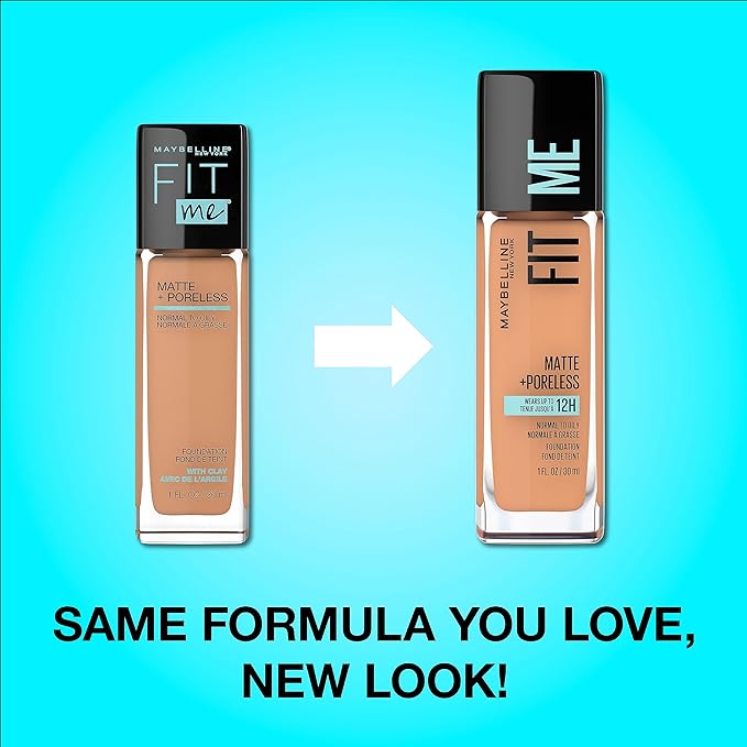 Maybelline Fit Me Matte + Poreless Liquid Oil-Free Foundation Makeup, Classic Beige, 1 Count (Packaging May Vary)