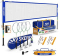Professional Badminton Set with Winch System,Portable Badminton Net includes Carbon Aluminum Badminton Rackets Set of 4,3 Shuttlecocks and Carrying Bag,Badminton Sets for Backyards,Beach