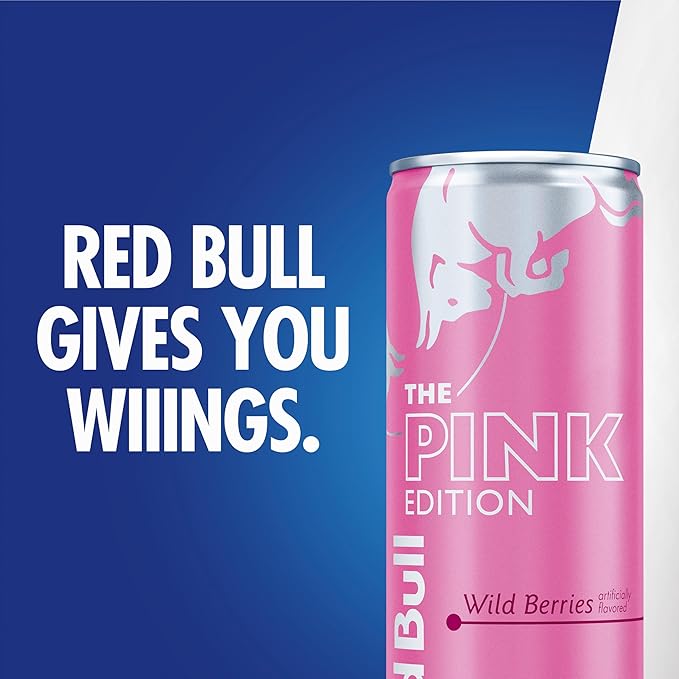 Red Bull Pink Edition Energy Drink, Wild Berries, 12 fl. z., Case of 24 cans, with 114mg Caffeine, Taurine & B Vitamins