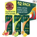 KEY Ketone Energy Drink - Sugar Free and All Natural from Ketones for Long Lasting Energy and optimal Green Tea Caffeine and L-Theanine for Mental Focus to Perform, Variety Pack (Pack of 12)
