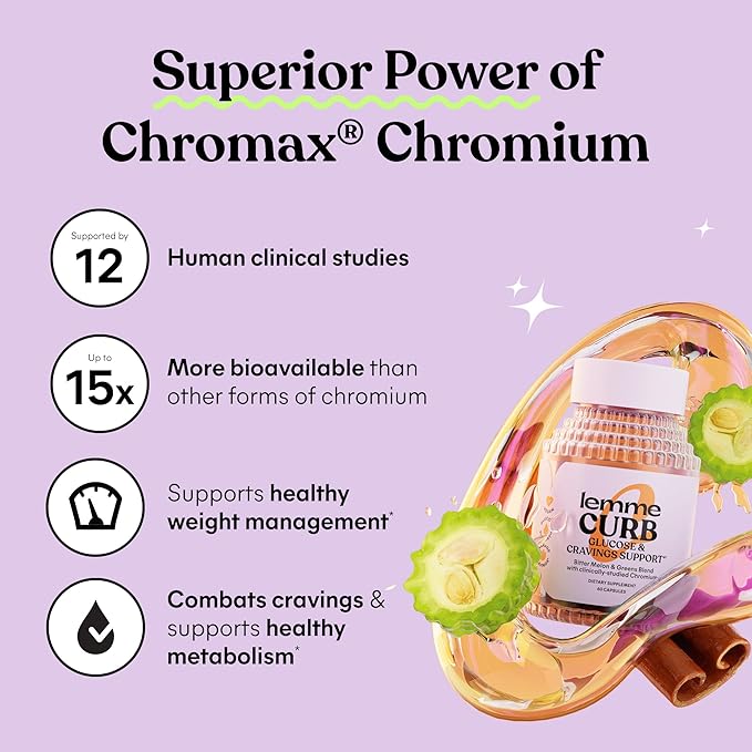Lemme Curb - Cravings, Improve Carb Metabolism, Weight Management Support, Clinically Studied Chromium Picolinate, Bitter Melon, Ceylon Cinnamon & Greens Superfood - 60 Count (Pack of 2)