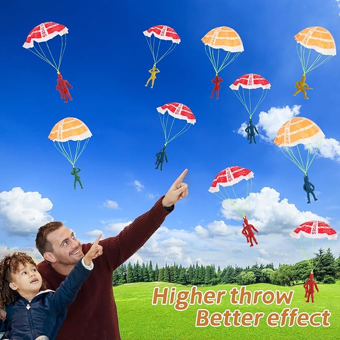 Manmel 40PCS Parachute Toy, Outdoor Flying Toy for Kids 3 4 5 6 7 8 9, Mini Paratroopers Army Parachute Flying Throwing Outside Toys for Toddlers, Boys, Girls, Party Favors, Goodie Bag Stuffers