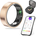 Thin Smart Ring for Fitness & Health Tracking -Pedometer,Sleep/Heart Rate/Blood Oxygen Monitor, Gesture Control / 5ATM Waterproof -No APP Subscription Compatible with Android& iOS (Rose Gold, 8)