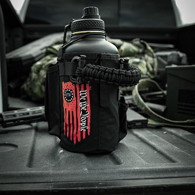 Iron InfideI Battle Bottle Sleeve - 64 oz and 32 oz Water Bottle Sleeve Only for Half Gallon 1L Steel Water Bottle | Rugged Cover with Molle for Versatile Design with Storage for Phone, Wallet & Keys