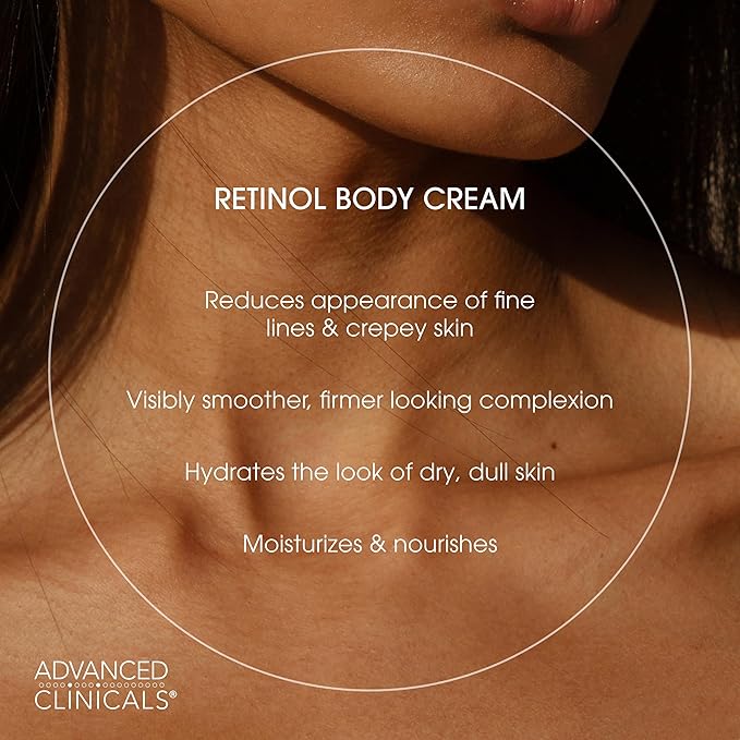Advanced Clinicals Retinol Body Lotion & Face Moisturizer | Visible Anti Aging Skin Care Retinol Body Cream For Women & Men Targets Look Of Fine Lines, Wrinkles, & Crepe Looking Dry Skin, 16 Ounce